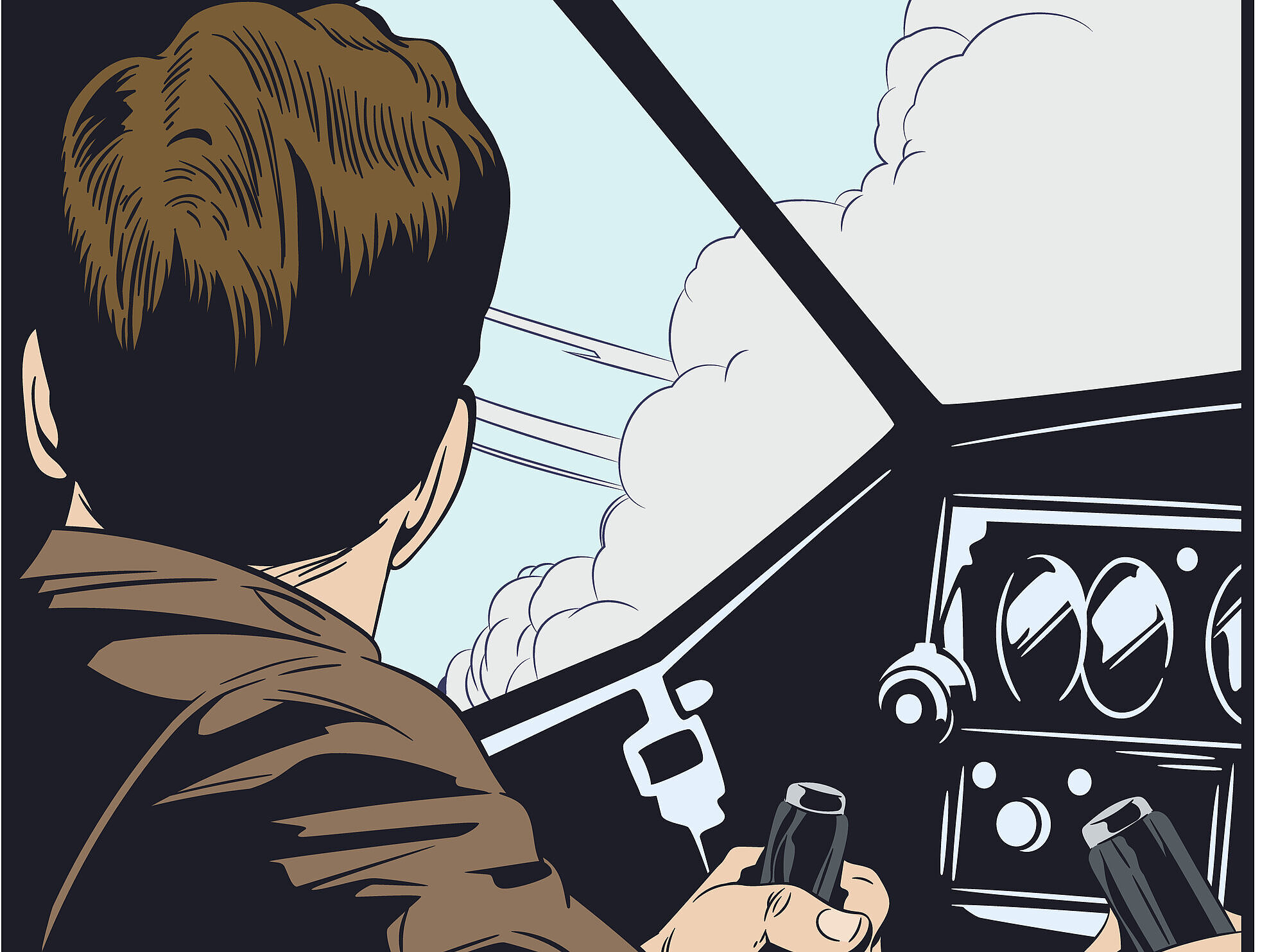 1840583548 Vector.,Stock,Illustration.,Pilot,In,Light,Aircraft,Cockpit.